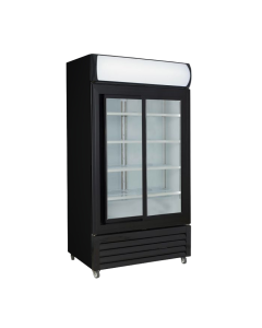 Thermaster Two Sliding Glass Door Colourbond Upright Drink Fridge Black LG-1000SDBP