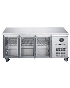 FED-X Three Glass Door Bench Fridge Stainless Steel - XUB7C18G3V