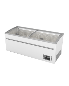ZCD-L210S Supermarket Island Dual Temperature Freezer & Chiller with Glass Sliding Lids