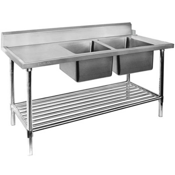 DSBD7-1800R/A Right Inlet Double Sink Dishwasher Bench