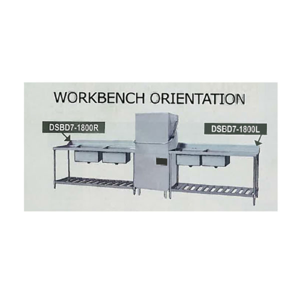 DSBD7-1800R/A Right Inlet Double Sink Dishwasher Bench orientation