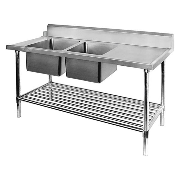 DSBD7-1800L/A Left Inlet Double Sink Dishwasher Bench