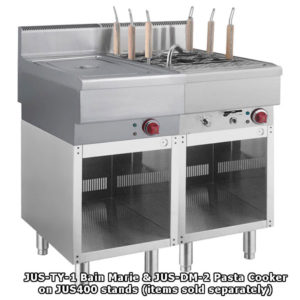 JUS-DM-2 Benchtop Pasta Cooker setup with accessories