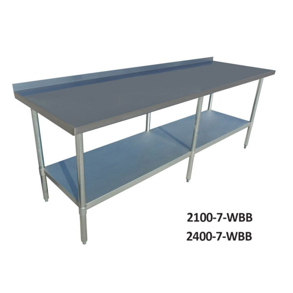 2100-7-WBB Economic 304 Grade Stainless Steel Table with splashback 2100x700x900