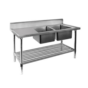 Premium Stainless Steel Double Sink Bench 600mm Deep right