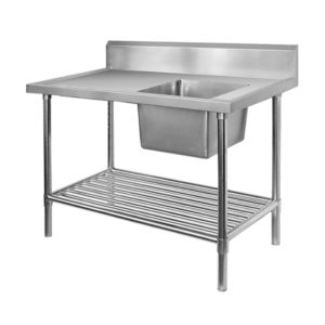 Premium Stainless Steel Single Sink Bench 600mm Deep right