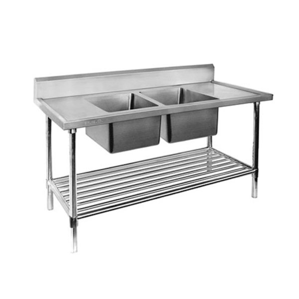 Premium Stainless Steel Double Sink Bench 600mm Deep