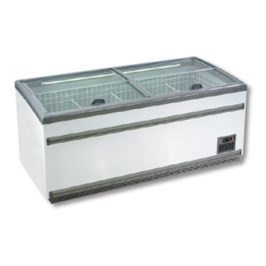ZCD-E185S Supermarket Island Dual Temperature Freezer & Chiller‌ with Glass Sliding Lids